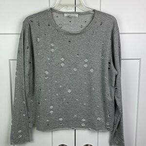 Karen Kane LARGE gray Long Sleeve Distressed Holes Pullover Lightweight grunge
